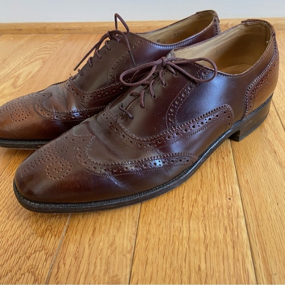 Nettleton Wingtip Dress Shoes Mens 8 Brown Leather Oxfords Formal Preppy Career main image 3